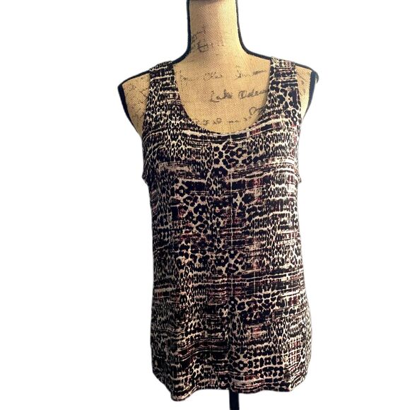 Chico's Travelers Tan Leopard Print Shell Tank Slinky Stretch Size Large (2) - Picture 1 of 4